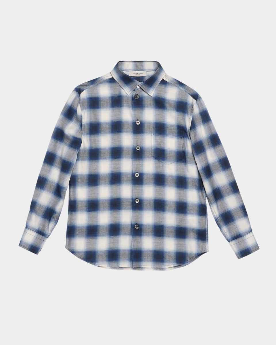 Boy's Golden Check-Print Shirt, Size 4-